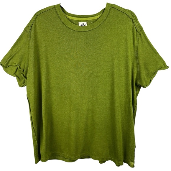 We The Free Tops - We The Free Top Womens Small Green Raw Edge Linen Blend Oversize Knit Blouse